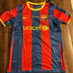 2010/2011 FC Barcelona Messi #10 Champions League Final Jersey Mens Small